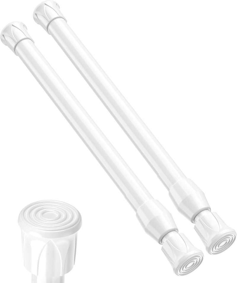 ZipGlo Tension Curtain Rod 12-20inches Small Tension Rods White Adjustable Spring Tension Curtain Rods 2 Pack Mini Curtain Rod Short for Cupboard Closet Rod Kitchen Drawers No Drill Cupboard Cabinets - Image 1